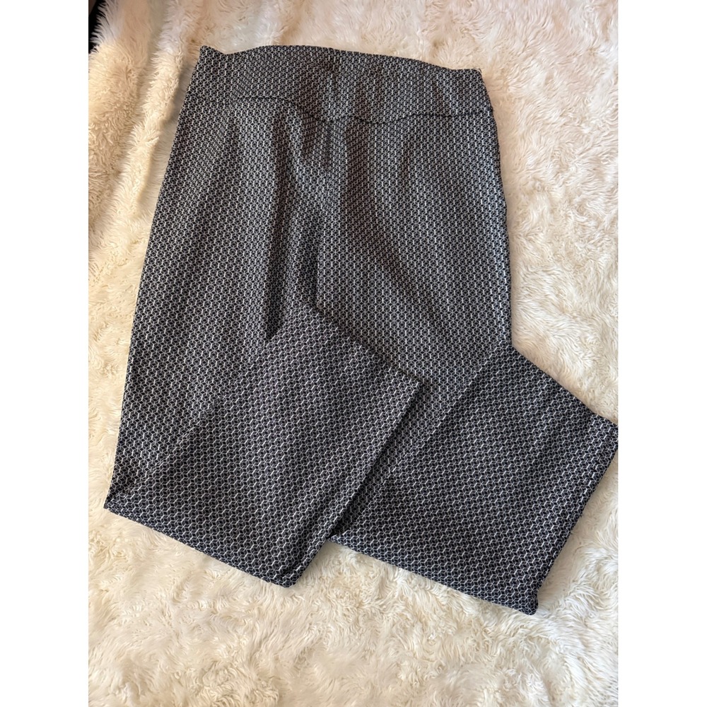 New Directions Dress Pants 14 Black Silver Geometric Shimmer Mod Metallic